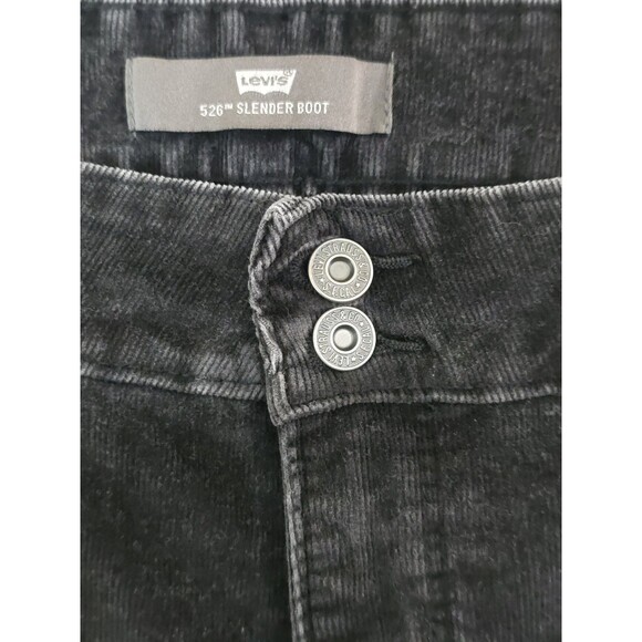Levi's 526 Slender Bootcut Corduroy Jeans Womens Size 14 Dark Gray Flap Pockets - Picture 6 of 10